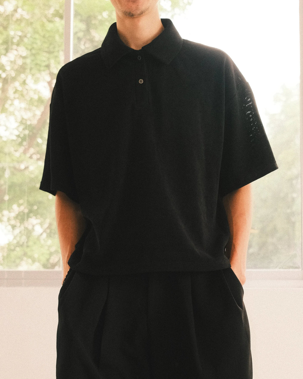 GOLF, waffle-knit polo shirt